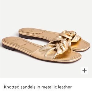 EUC J. Crew Knotted sandals in metallic leather size 8